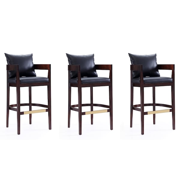 Manhattan Comfort Ritz Barstool in Black and Dark Walnut, PK3 3-BS013-BK - main